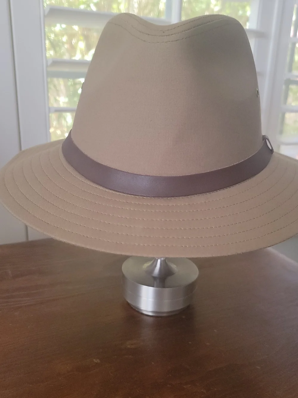Dobbs Men's Light Beige Safari Hat with Brown Leather Band SZ 7.5
